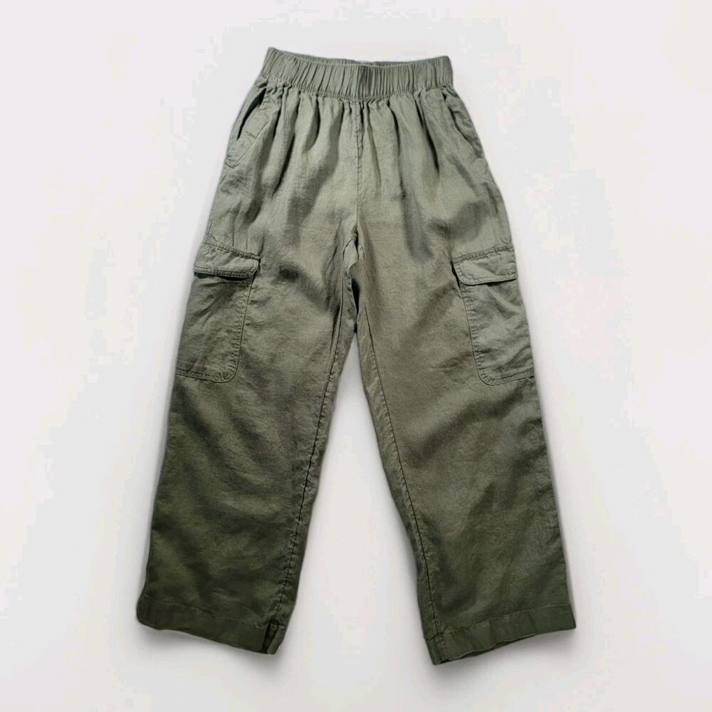 C&C California Womens S Linen Wide Leg Cargo Pullon Pants Green